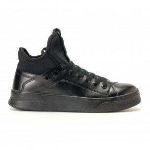 Men's black Montefiori high top sneakers - Fashionmix Men's black Montefiori high top sneakers