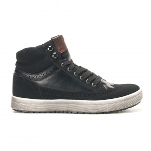 Men's black Montefiori high top sneakers - Fashionmix Men's black Montefiori high top sneakers