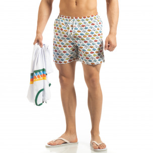 Men's white Louis Plein swim shorts - Fashionmix Men's white Louis Plein swim shorts