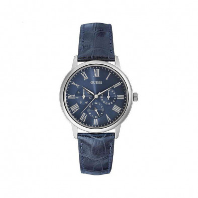 Ανδρικό ρολόι Guess Wafer Blue Dial Blue Leather Strap W0496G3