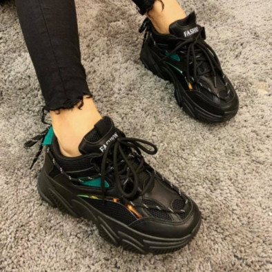Γυναικεία μαύρα Chunky sneakers με δίχτυ it110221-9 5
