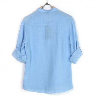Ανδρικό λινό γαλάζιο πουκάμισο Just West LINO2023-CA02 it260523-3 4