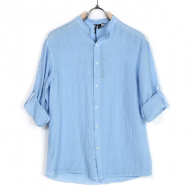 Ανδρικό λινό γαλάζιο πουκάμισο Just West LINO2023-CA02 it260523-3 3