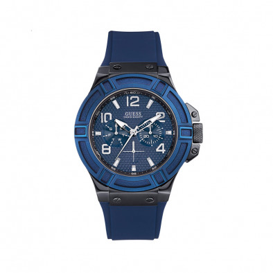 Ανδρικό ρολόι Guess Rigor Blue Dial Blue Silicon Strap W0248G5