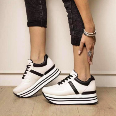 Γυναικεία λευκά sneakers με πλατφόρμα it100821-2 5