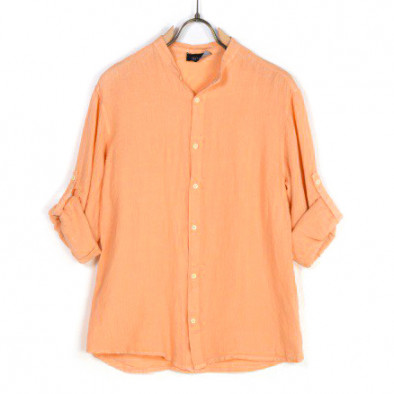 Just West Ανδρικό λινό πορτοκαλί πουκάμισο  LINO2023-CA02 it260523-6 3