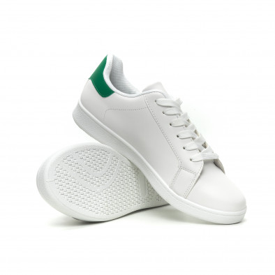 Ανδρικά λευκά αθλητικά παπούτσια με πράσινη λεπτομέρεια it040619-1 4