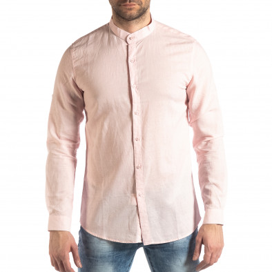 Ανδρικό ροζ πουκάμισο από λινό και βαμβάκι it210319-104 2