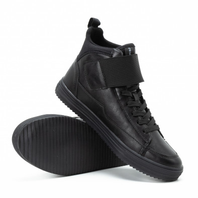Ανδρικά μαύρα sneakers με αυτοκόλλητο it140918-8 4