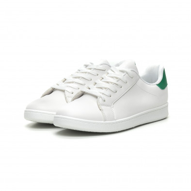Ανδρικά λευκά αθλητικά παπούτσια με πράσινη λεπτομέρεια it040619-1 3