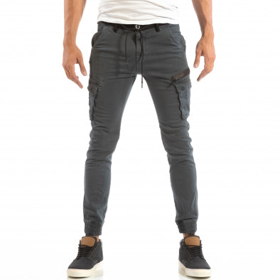 Ανδρικό γαλάζιο παντελόνι cargo Jogger με τσέπες it240818-17 3