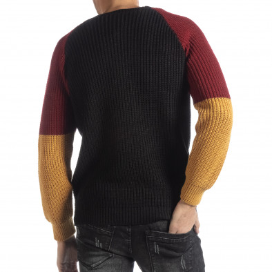 Ανδρικό πουλόβερ σε μαύρο, μουσταρδί και μπορντό  it051218-54 3