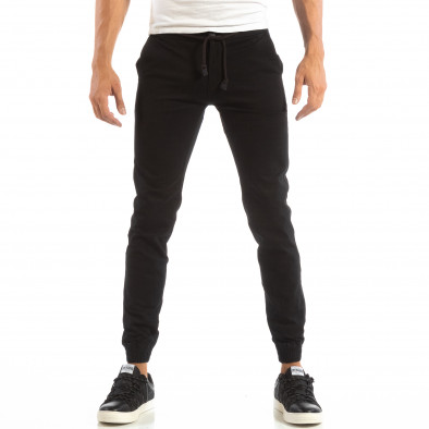 Ανδρικό μαύρο Jogger παντελόνι με ιταλικές τσέπες it240818-12 2