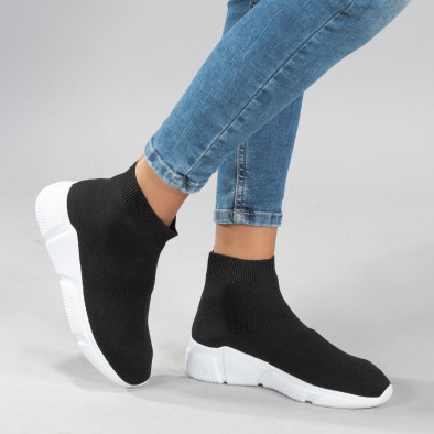 Γυναικεία μαύρα αθλητικά παπούτσια slip-on κάλτσα 285-600 / YJ259 it230418-34 4