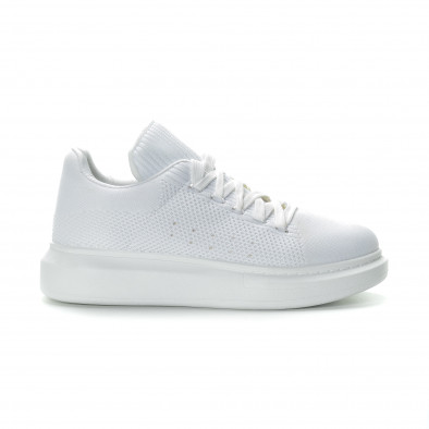 Ανδρικά λευκά υφασμάτινα sneakers με χοντρή σόλα it270219-2 2