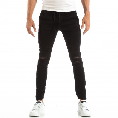 Ανδρικό μαύρο Jogger Jeans τζιν με σκισίματα it240818-32 4