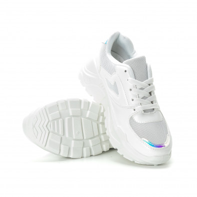 Γυναικεία λευκά αθλητικά παπούτσια με ογκώδης σόλα it270219-7 4