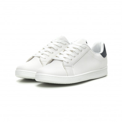 Ανδρικά λευκά αθλητικά παπούτσια με μπλέ λεπτομέρεια it040619-2 3