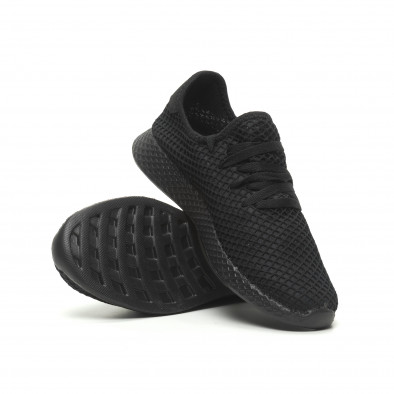 Ανδρικά μαύρα αθλητικά παπούτσια Mesh ελαφρύ μοντέλο it230519-1 4