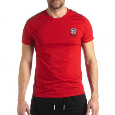 Ανδρική κόκκινη κοντομάνικη μπλούζα με λογότυπο it210319-83 3