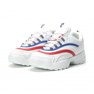 Γυναικεία λευκά sneakers με χρωματιστές λωρίδες it250119-88 4