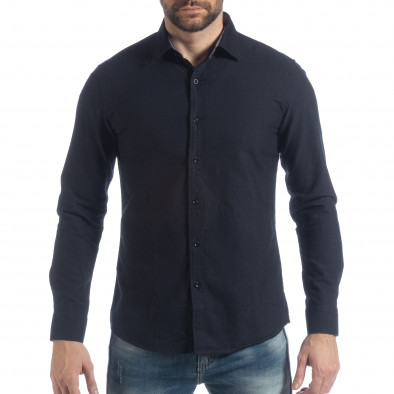 Ανδρικό σκούρο μπλε πουκάμισο Slim fit it040219-123 2