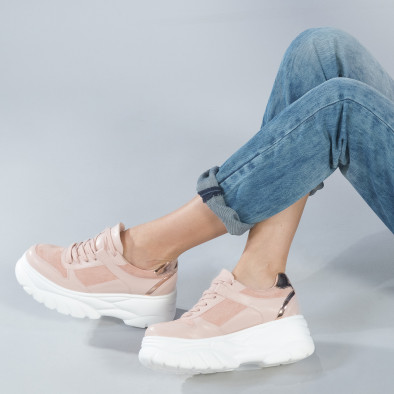 Chunky γυναικεία ροζ sneakers με πλατφόρμα it250119-50 2