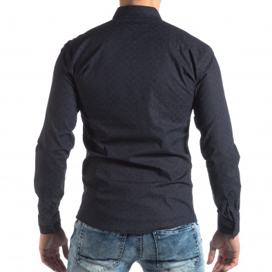 Ανδρικό Slim fit σκούρο μπλε πουκάμισο με φλοράλ μοτίβο it210319-93 3