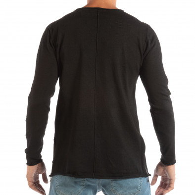 Ανδρική μαύρη μπλούζα από πλεκτό ύφασμα με φερμουάρ it240818-126 3
