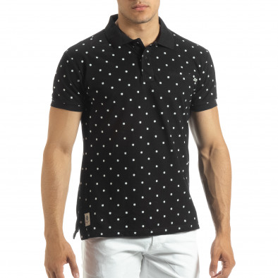 Ανδρική μαύρη polo shirt με Clover μοτίβο it120619-36 2