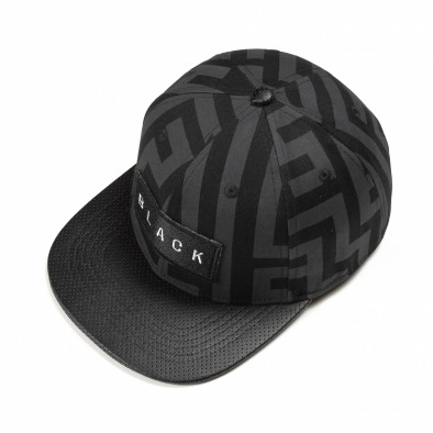 Καπέλο σε μαύρο και γκρι με επιγραφή Black it290818-16 2