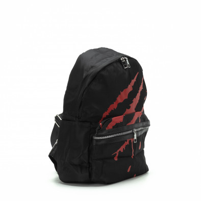 Μαύρη τσάντα πλάτης με κόκκινη στάμπα it290818-21 3