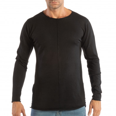 Ανδρική μαύρη μπλούζα από πλεκτό ύφασμα με φερμουάρ it240818-126 2