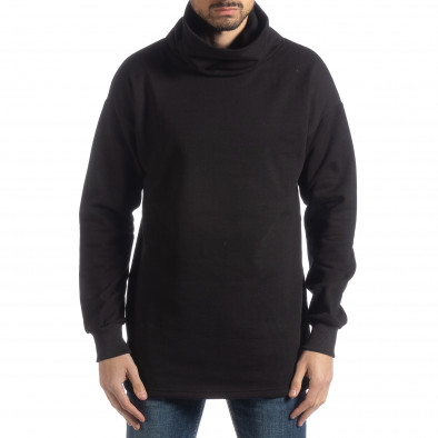 Ανδρική μαύρη μπλούζα με γιακά Oversized it051218-42 2