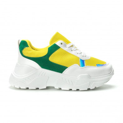 Γυναικεία πράσινα- κίτρινα sneakers με πλατφόρμα it250119-38 2