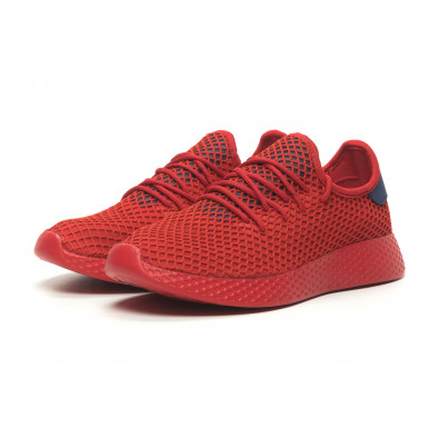 Ανδρικά κόκκινα αθλητικά παπούτσια Mesh με μπλε λεπτομέρειες it230519-8 3
