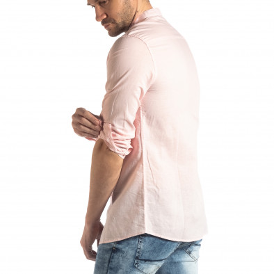 Ανδρικό ροζ πουκάμισο από λινό και βαμβάκι it210319-104 4