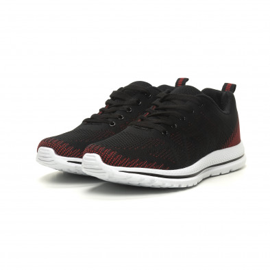 Ανδρικά πλεκτά αθλητικά παπούτσια σε μαύρο-κόκκινο it040619-8 3