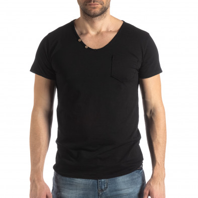 Ανδρική μαύρη κοντομάνικη μπλούζα Vintage στυλ it210319-78 2
