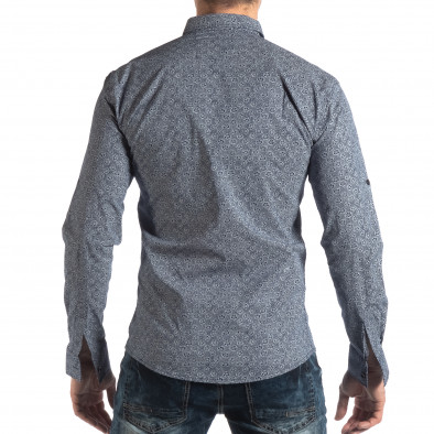 Ανδρικό γαλάζιο Slim fit πουκάμισο με φλοράλ μοτίβο it210319-92 3
