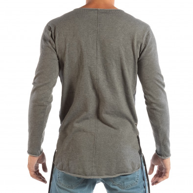 Ανδρική γκρι μπλούζα από πλεκτό ύφασμα με τσέπη it240818-127 3