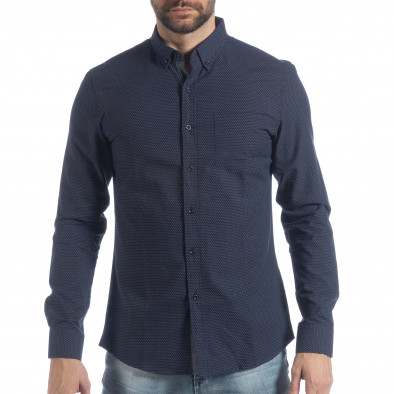 Ανδρικό μπλε πουά πουκάμισο Slim fit it040219-122 2