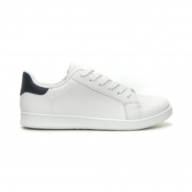 Ανδρικά λευκά αθλητικά παπούτσια με μπλέ λεπτομέρεια it040619-2 2