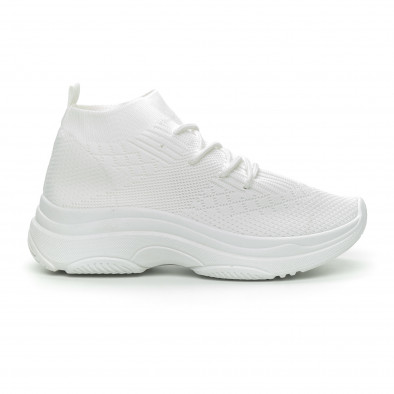 Γυναικεία λευκά αθλητικά παπούτσια κάλτσα Chunky it150319-42 2