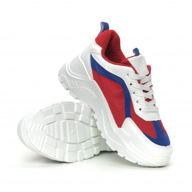 Γυναικεία αθλητικά παπούτσια σε συνδυασμό κόκκινου, λευκού και μπλε it150319-49 4