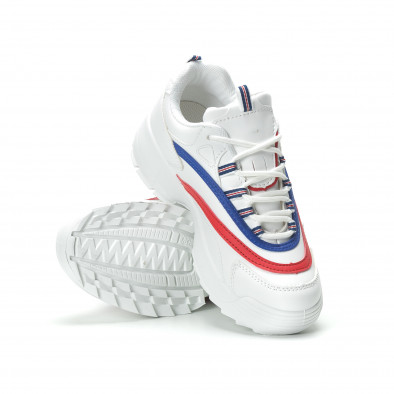 Γυναικεία λευκά sneakers με χρωματιστές λωρίδες it250119-88 5