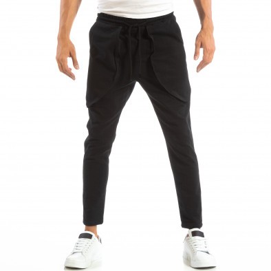 Ανδρικό μαύρο ελαστικό παντελόνι με τσέπες it240818-64 3