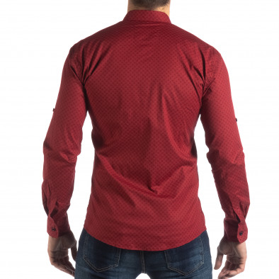 Ανδρικό κόκκινο Slimf fit πουκάμισο με σταυροτό μοτίβο it210319-95 3