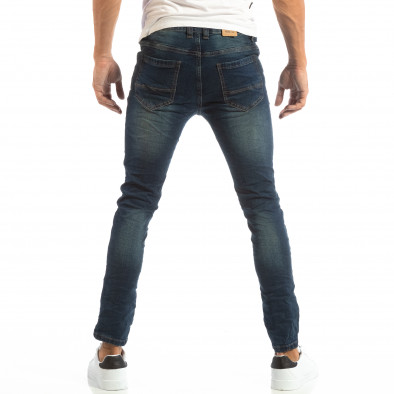 Ανδρικό μπλε τζιν Slim Jeans με τσαλακωμένο εφέ it240818-49 3