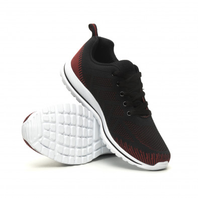 Ανδρικά πλεκτά αθλητικά παπούτσια σε μαύρο-κόκκινο it040619-8 4